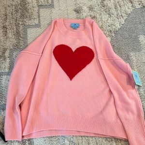 NWT CeCe pink and red heart sweater
